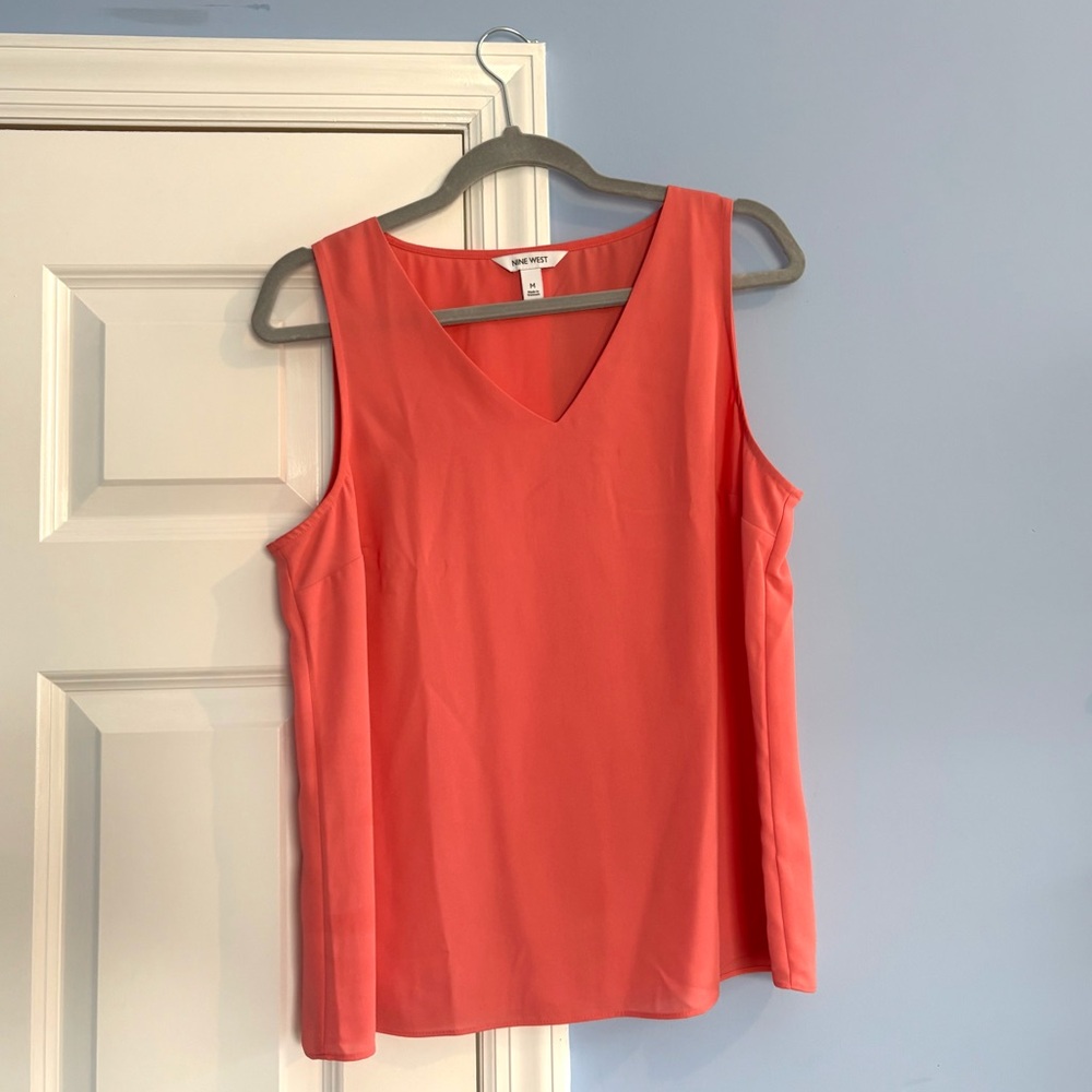 Nine West Orange Red Tank Top Sleeveless Classic